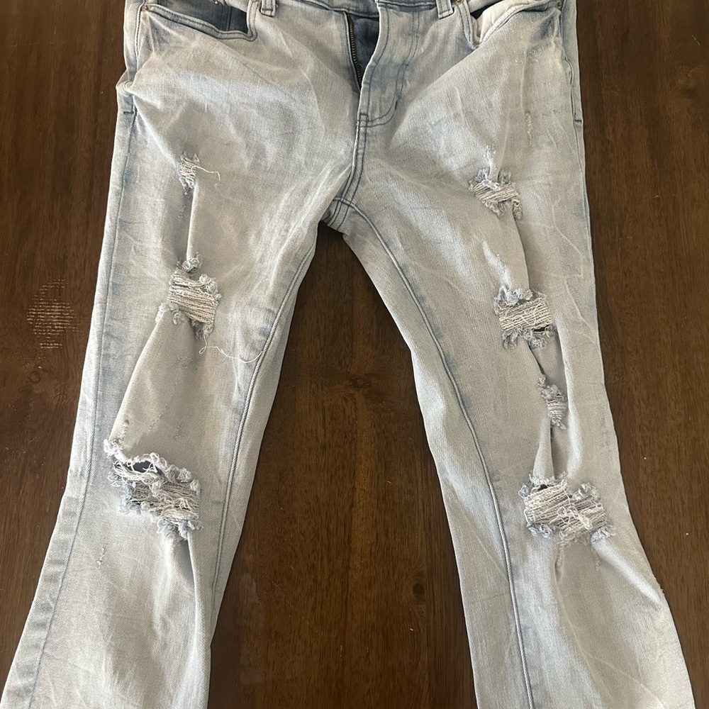 Distressed Light Gray Men's Jeans